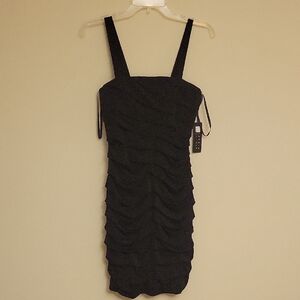 Carole Little Black Ruched Mini Dress Sz4. New Jersey Mini